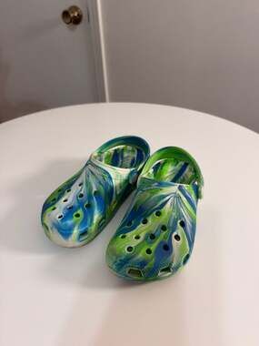 Crocs Kids Classic Marbled Glow-In-The-Dark Clogs Blue and Green Prep Multi